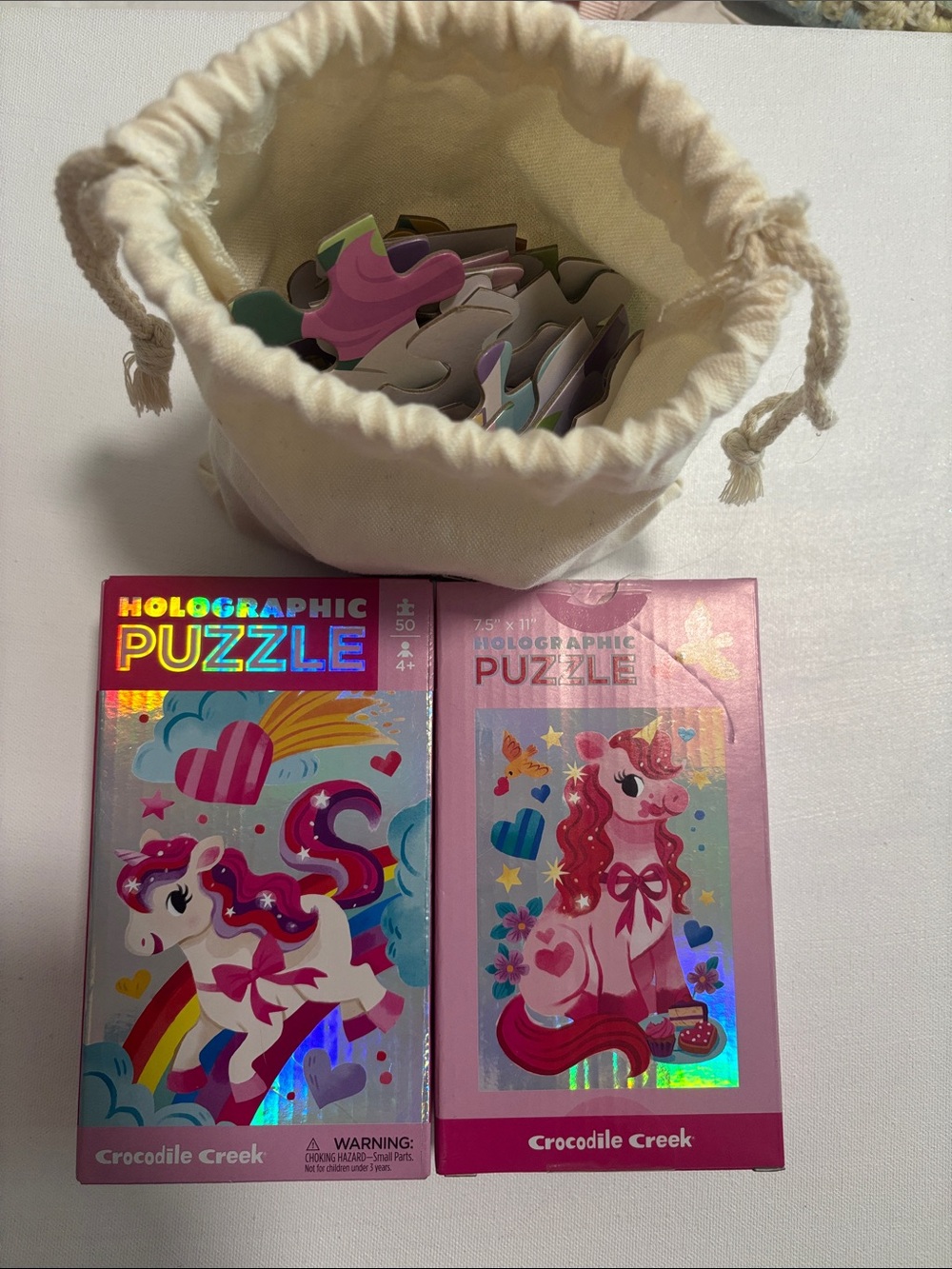 Crocodile Creek Holographic Unicorn Puzzle - Pink